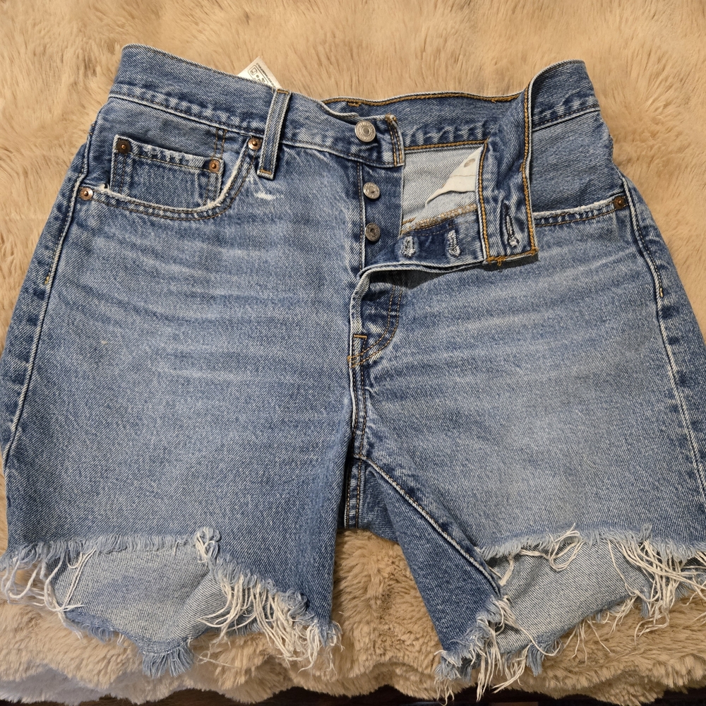 Levi's Light Blue Distressed Denim Jean Shorts